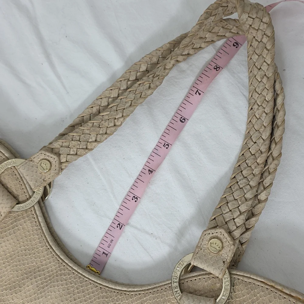 ELAINE TURNER SNAKE SKIN LEATHER PURSE HANDBAG PURSE‎ BEIGE